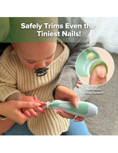 Cortauñas Eléctrico Haakaa Verde con Luz LED y 6 Accesorios 2