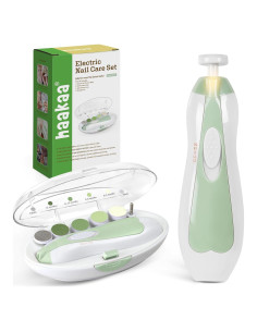 Cortauñas Eléctrico Haakaa Verde con Luz LED y 6 Accesorios
