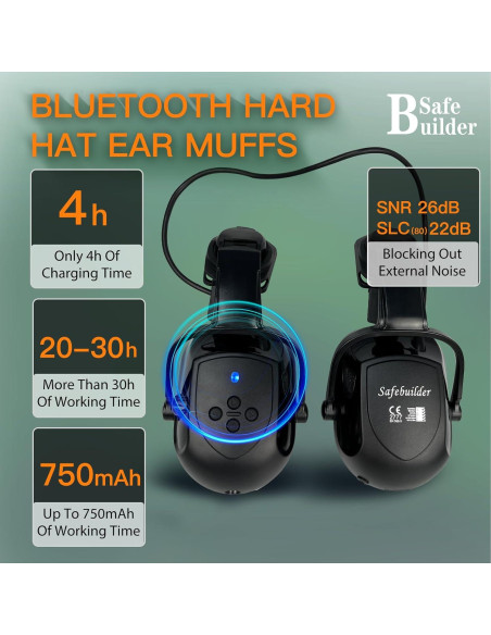 Casco de Seguridad SAFEBUILDER CR08 con Auriculares Bluetooth Casco de Seguridad SAFEBUILDER CR08 con Auriculares Bluetooth