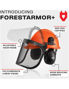 Casco Industrial NoCry NC-FH-6N1 Naranja con Visera y Audífonos 2