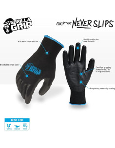 Guantes de trabajo Gorilla Grip 25 pares grandes antideslizantes 2