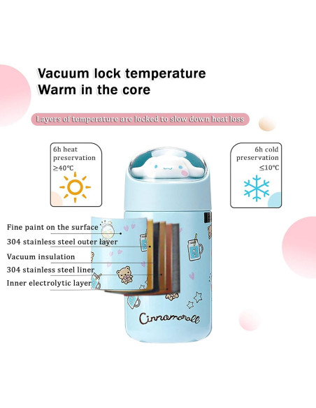 Botella de Agua Anime POYIPI 280ml Acero Inoxidable Rosa