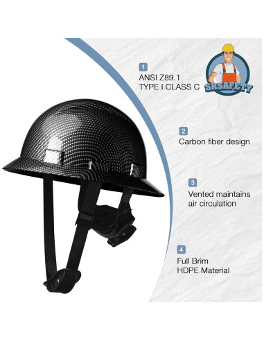 Casco SRSAFETY Fibra de Carbono Ajustable Negro 6 Puntos