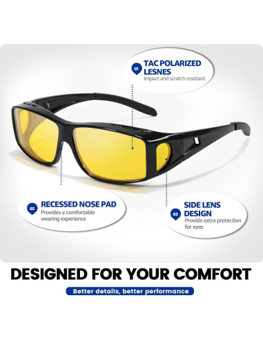 Gafas de Visión Nocturna SODQW Polarizadas Amarillas