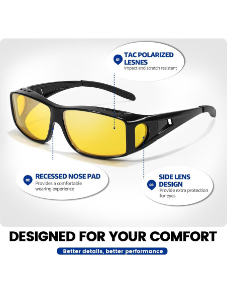 Gafas de Visión Nocturna SODQW Polarizadas Amarillas