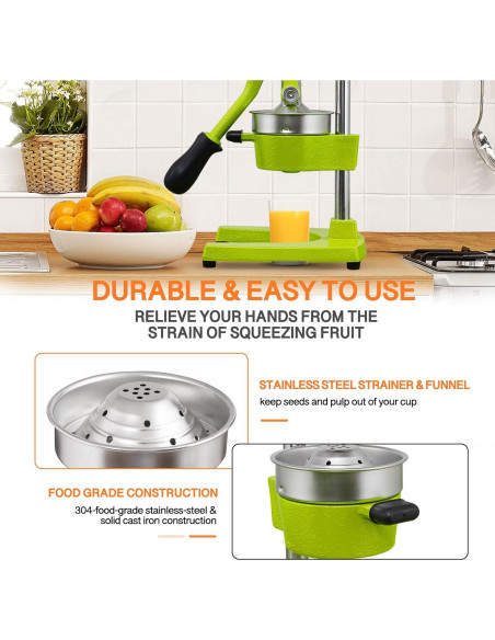 Exprimidor Manual Gowintech 38cm Hierro Inoxidable Verde