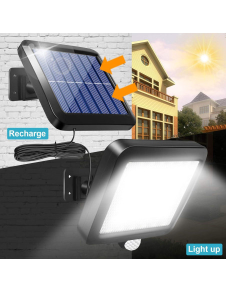Luz Solar de Pared Shuniu 56 LEDs IP65 con Sensor de Movimiento