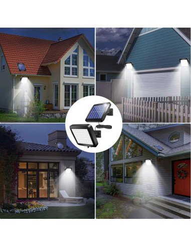 Luz Solar de Pared Shuniu 56 LEDs IP65 con Sensor de Movimiento