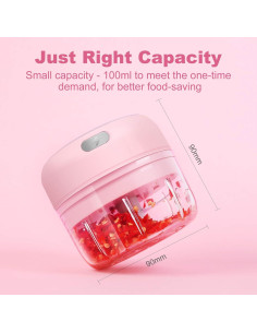 Mini Picadora Eléctrica DAHOKO Rosa 100ml Inalámbrica USB 2