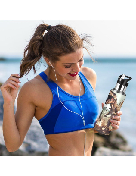 Botella de Agua ZOEO 600ml Acero Inoxidable T-Rex Popote