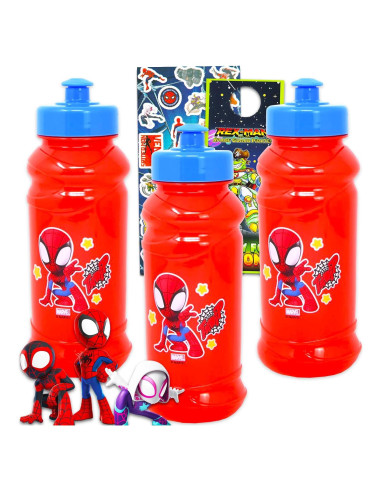 Botella de Agua Reutilizable Spiderman 490ml - 3 Piezas