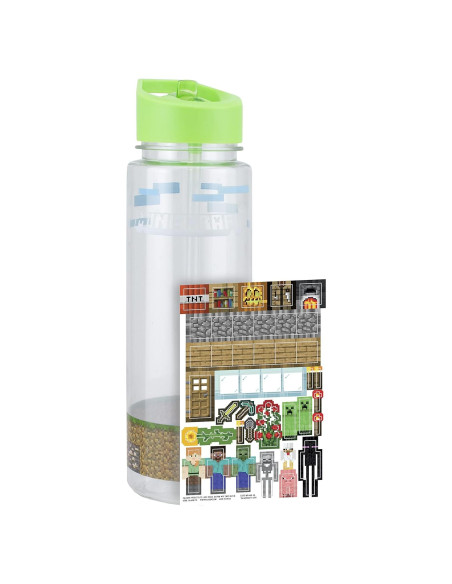 Botella de Agua Paladone Minecraft 600 ml con Calcomanías