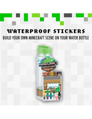 Botella de Agua Paladone Minecraft 600 ml con Calcomanías