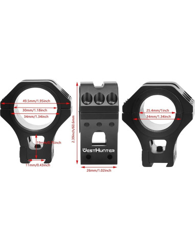 Anillas de Alcance WestHunter WH-211 34mm 30mm Dovetail