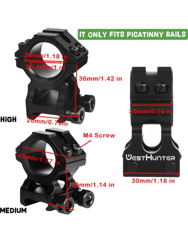 Anillas de Alcance WestHunter WH-5118 29 mm Tácticas