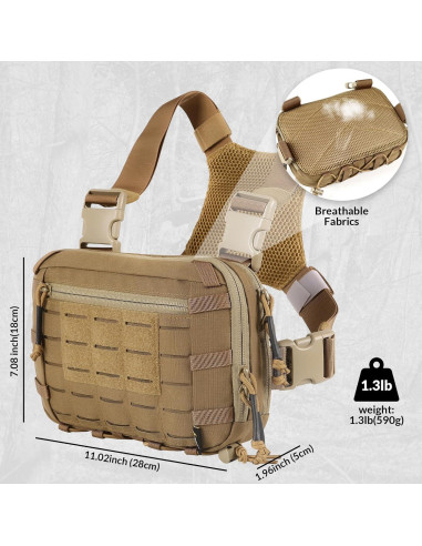 Bolsa Táctica EDC Utility Molle 2L Marrón con Compartimento CCW