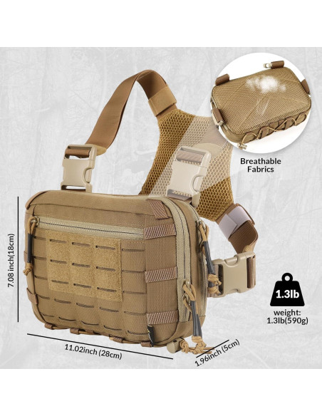 Bolsa Táctica EDC Utility Molle 2L Marrón con Compartimento CCW