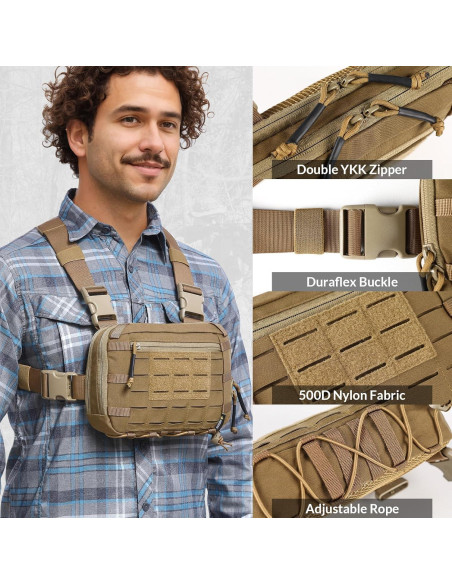 Bolsa Táctica EDC Utility Molle 2L Marrón con Compartimento CCW