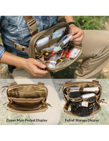 Bolsa Táctica EDC Utility Molle 2L Marrón con Compartimento CCW