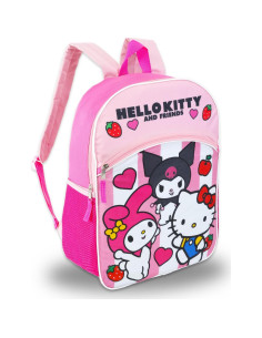 Mochila Hello Kitty 40 cm + Botella y Stickers para Niñas 2