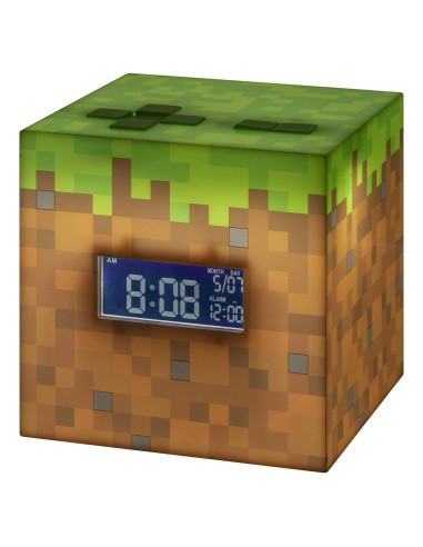 Reloj Despertador Digital Paladone Minecraft Bloque Verde