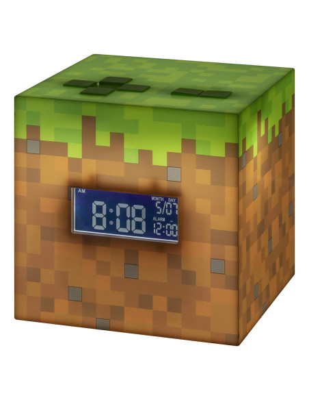 Reloj Despertador Digital Paladone Minecraft Bloque Verde