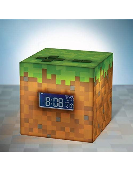 Reloj Despertador Digital Paladone Minecraft Bloque Verde