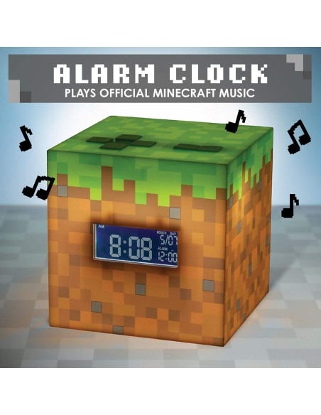 Reloj Despertador Digital Paladone Minecraft Bloque Verde