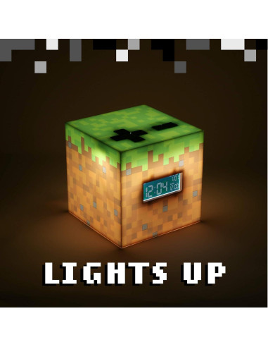 Reloj Despertador Digital Paladone Minecraft Bloque Verde