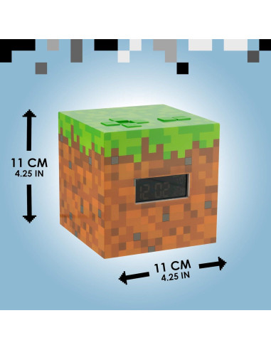 Reloj Despertador Digital Paladone Minecraft Bloque Verde