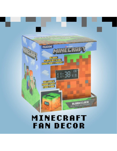Reloj Despertador Digital Paladone Minecraft Bloque Verde