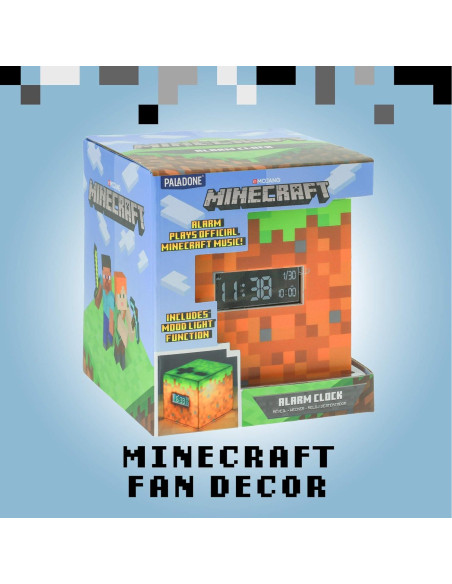 Reloj Despertador Digital Paladone Minecraft Bloque Verde