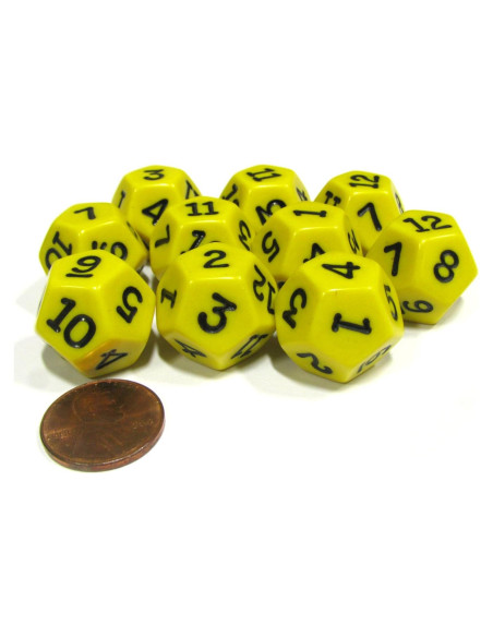 Juego de 10 Dados D12 Koplow Amarillo 18mm para RPG
