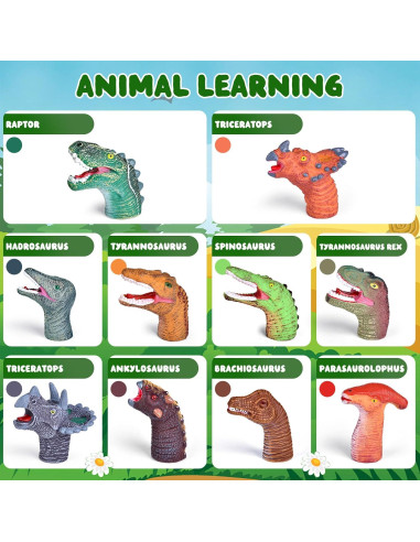 Títeres de Dedo Dinosaurio Juguetes Divertidos 10 Pcs