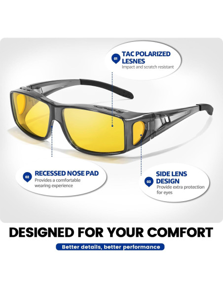 Gafas de Visión Nocturna SODQW Polarizadas Amarillas Unisex