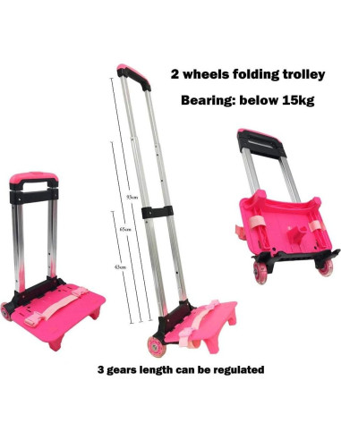 Carro de Mano VILINKOU Plegable Rosa 22.5 kg 6 Ruedas