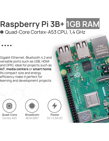 Kit de inicio Raspberry Pi 3 B+ db-tronic 1GB 64GB y accesorios Kit de inicio Raspberry Pi 3 B+ db-tronic 1GB 64GB y accesorios