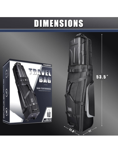 Bolsa de Viaje de Golf CHAMPKEY con Ruedas y Soporte