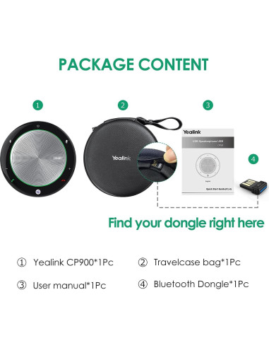 Altavoz Bluetooth Yealink CP900 Conferencia 360 USB