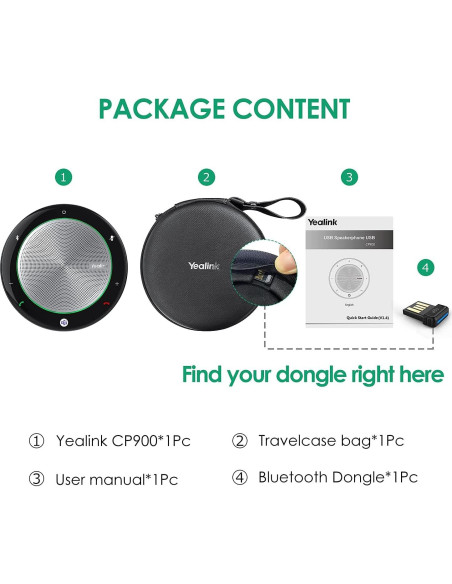 Altavoz Bluetooth Yealink CP900 Conferencia 360 USB