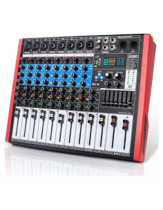 Kmise Mezclador de Audio 8 Canales 99 Efectos Rosa BT USB