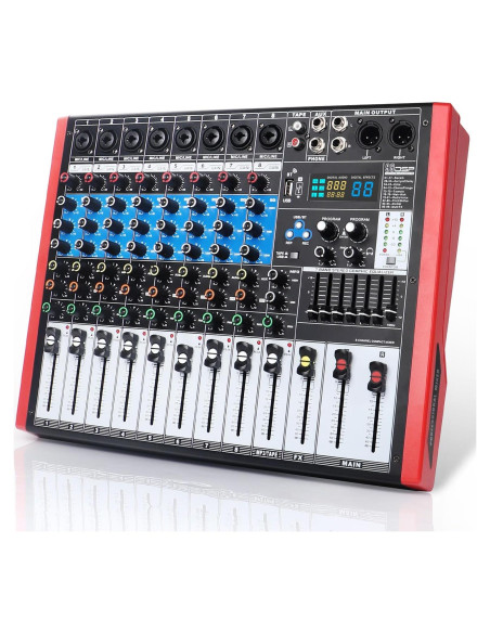Kmise Mezclador de Audio 8 Canales 99 Efectos Rosa BT USB