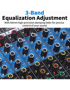 Kmise Mezclador de Audio 8 Canales 99 Efectos Rosa BT USB 2