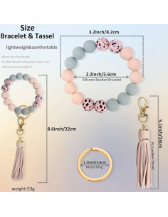 Pulsera de llavero BIHRTC para mujeres, silicona rosa 6.35 cm 2