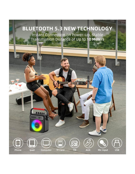 Máquina de Karaoke K300 con 2 Micrófonos y Bluetooth