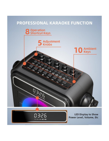 Máquina de Karaoke K300 con 2 Micrófonos y Bluetooth