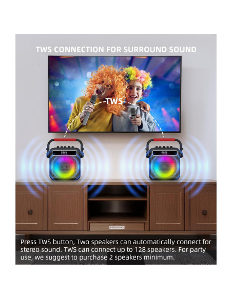 Máquina de Karaoke K300 con 2 Micrófonos y Bluetooth