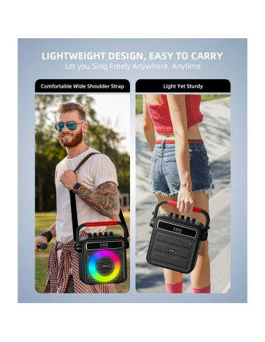 Máquina de Karaoke K300 con 2 Micrófonos y Bluetooth