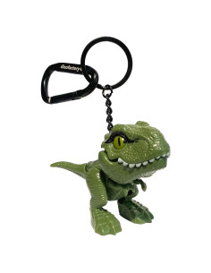 Llave de dinosaurio T-Rex verde con clip de mosquetón 5 cm