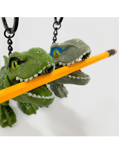 Llave de dinosaurio T-Rex verde con clip de mosquetón 5 cm 2